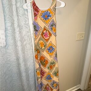Sleeveless Cream Floral Patchwork Maxi Dress